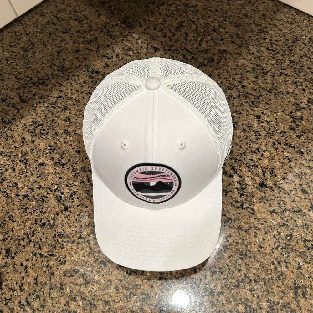 Columbia Sportswear Trucker Hat  Adjustable White Portland Oregon Patch